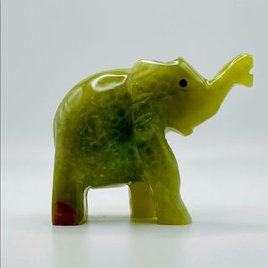Hand-carved Green Onyx Elephant Statue